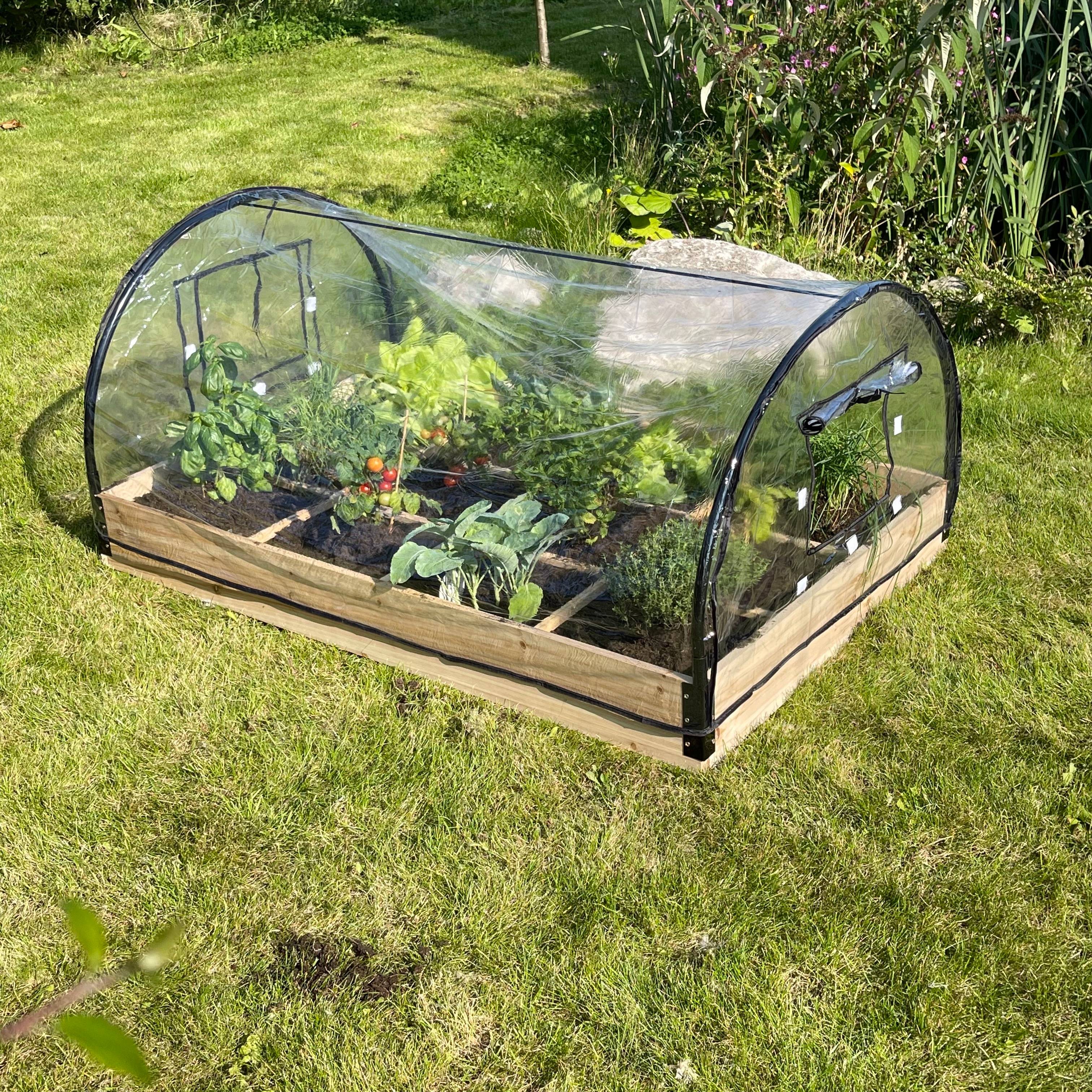 Mini serre de jardin 1m² avec base en bois et PVC Estragon, 12 compartiments, serre maraîchère Photo5