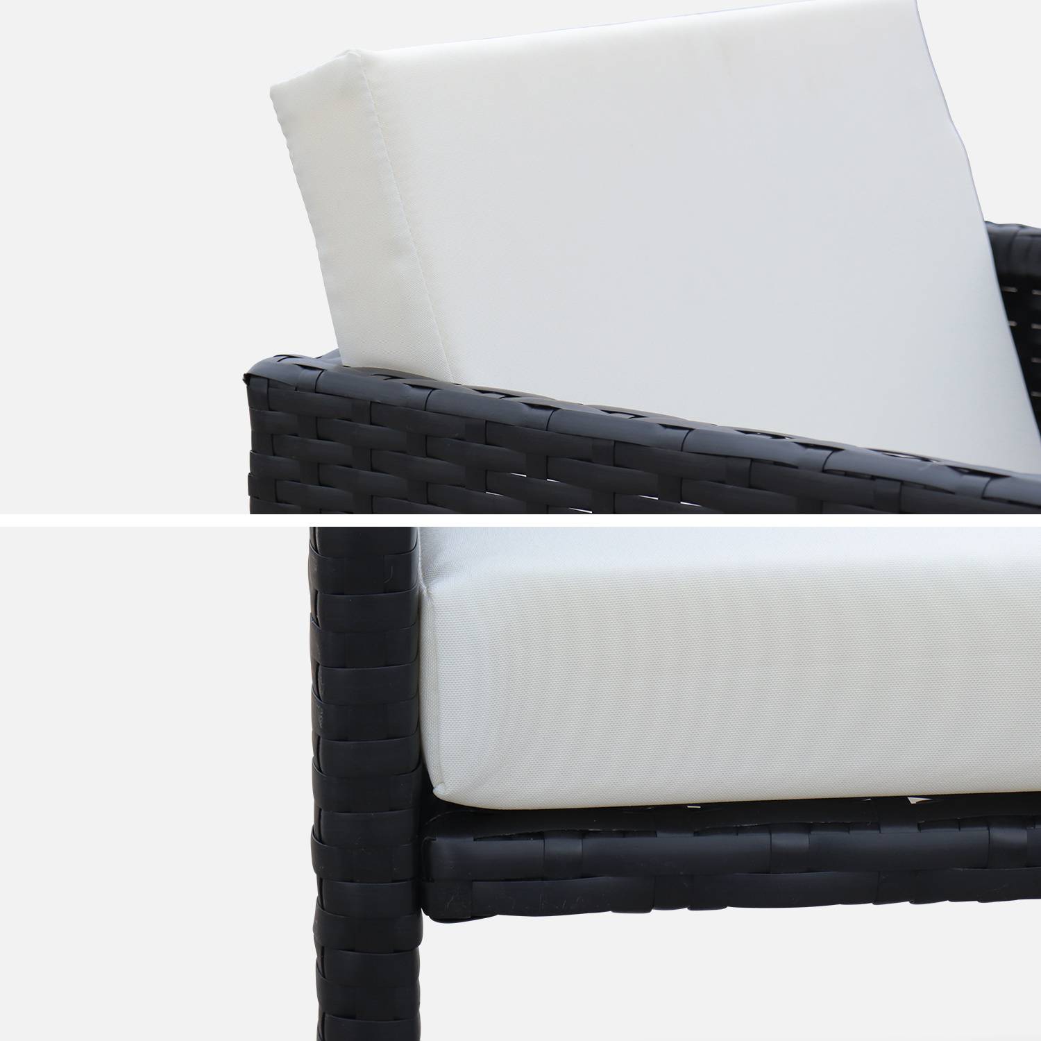 Gartenmöbel aus geflochtenem Harz für 8 Personen - FIRENZE 8 - schwarze Farbe, weiße Kissen, eingebauter Tisch Photo7