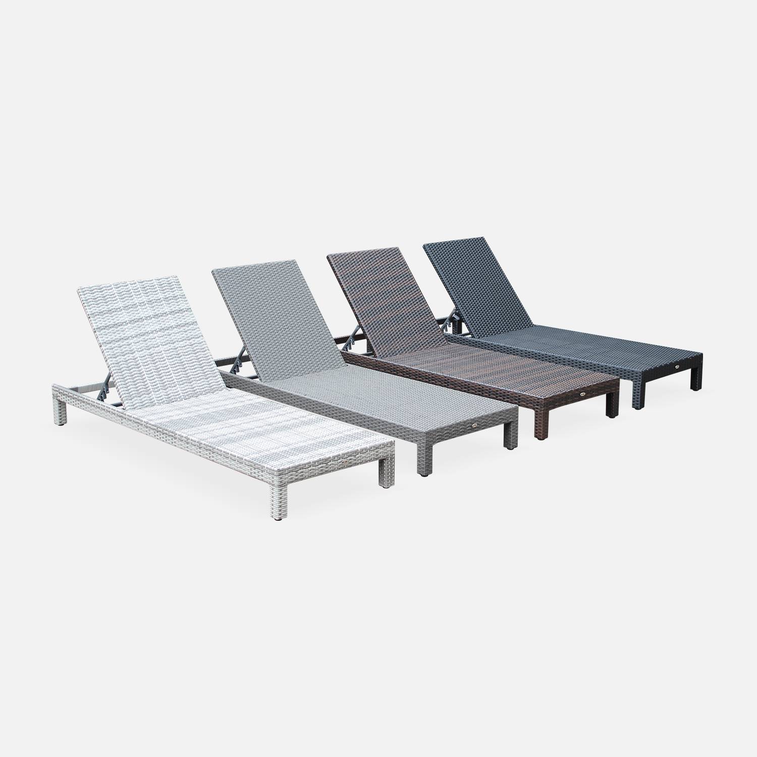 Set mit 2 Liegestühlen Rattan (Liegestuhl) - Pisa x2 - Schwarz, graue Kissen Photo5