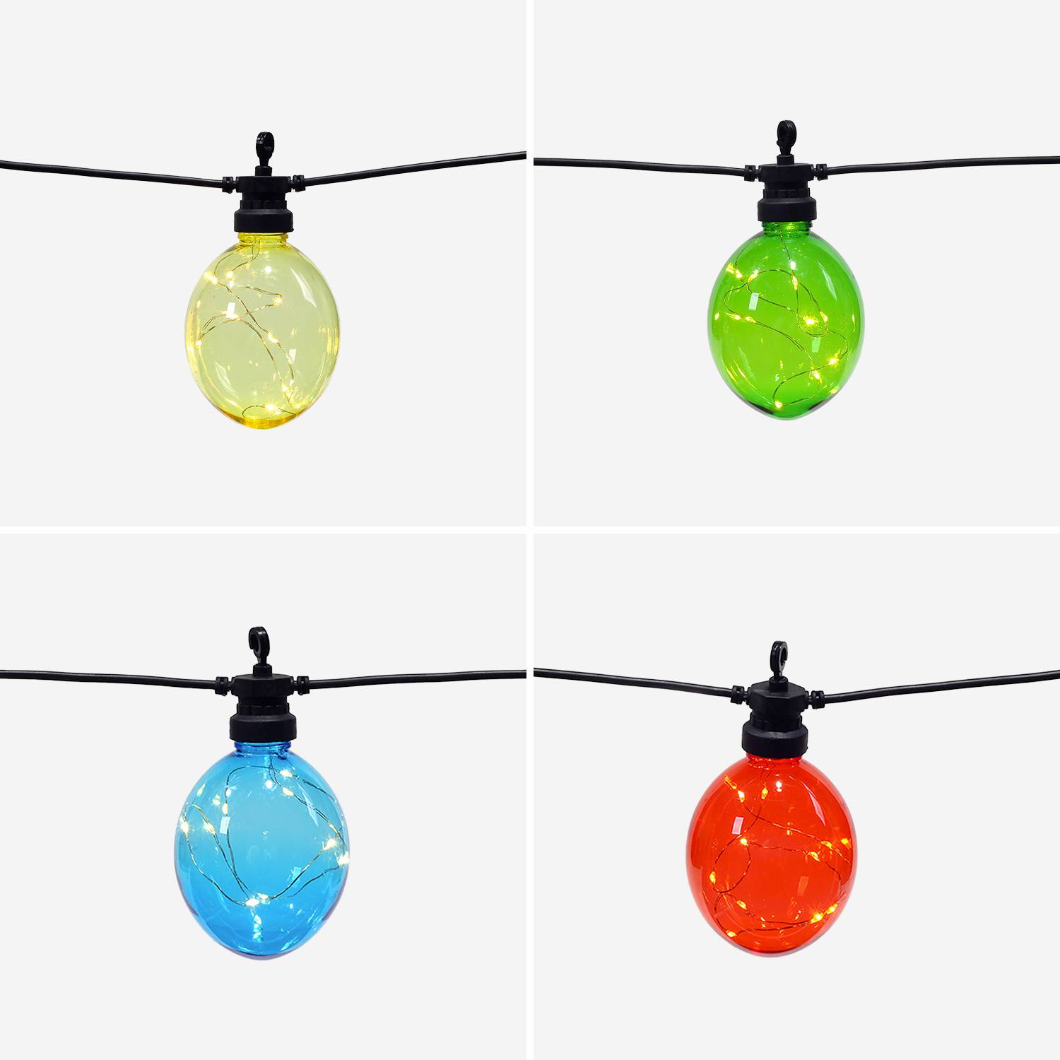 Morphée - Guirlande lumineuse extérieure avec 10 boules lumineuses, 100 LED, à piles, fonction timer, 8 modes, 4,5 m de long Photo4