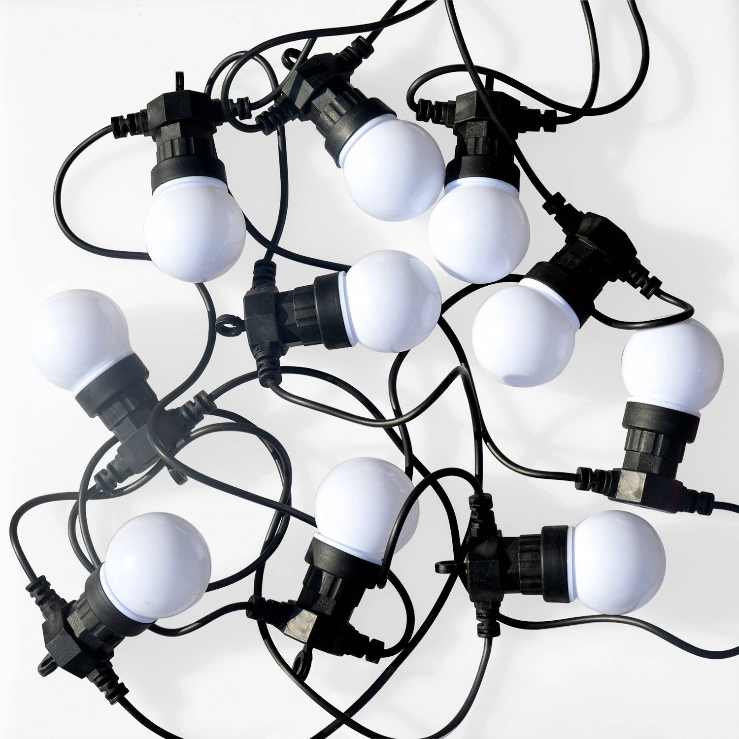 HERACLES -  Guirlande lumineuse guinguette extérieure avec 10 ampoules multicolores, 50 LED, à piles, fonction timer,  8 modes,  4,5 m de long Photo2