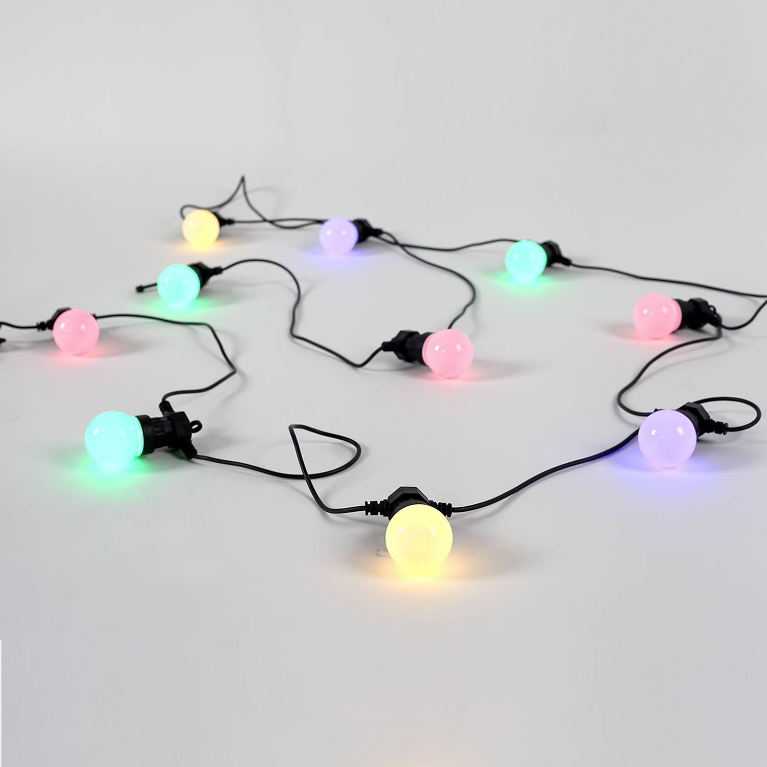 HERACLES -  Guirlande lumineuse guinguette extérieure avec 10 ampoules multicolores, 50 LED, à piles, fonction timer,  8 modes,  4,5 m de long Photo3