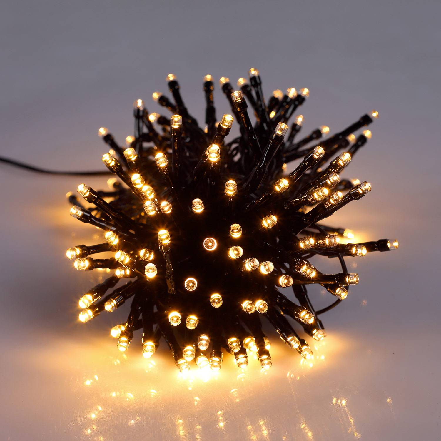 Guirlande lumineuse solaire extérieure Noël 15m de long, 150 LED blanc chaud, 8 modes Photo2