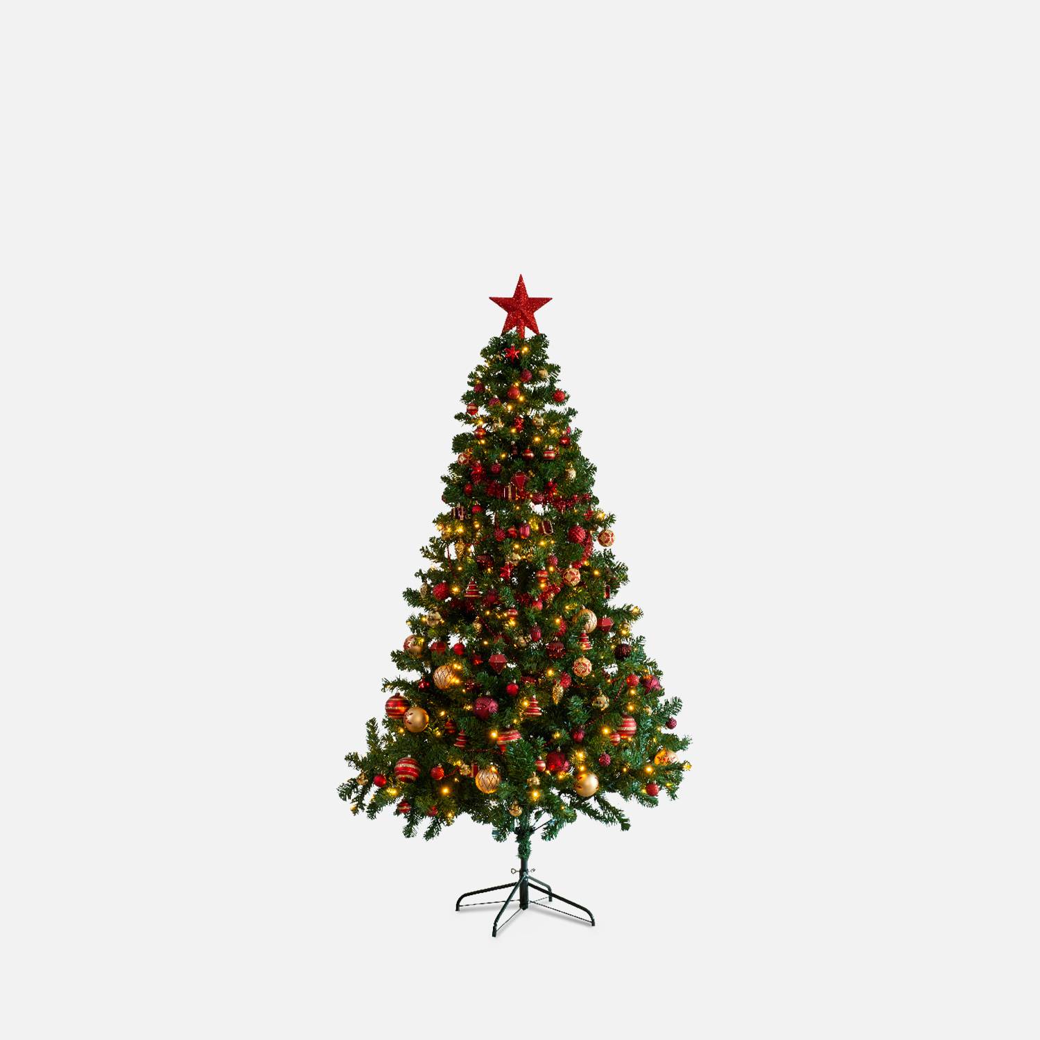 Árvore artificial com kit de decoração - Toronto 150cm - verde com ornamentos vermelhos e dourados Photo1