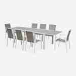 Ausziehbarer Tisch Gartengarnitur - Washington Taupe - Aluminiumtisch 200/300 cm, Milchglasplatte, ausziehbar 8 Sitze aus Textilene Photo2