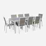 Ausziehbarer Tisch Gartengarnitur - Washington Taupe - Aluminiumtisch 200/300 cm, Milchglasplatte, ausziehbar 8 Sitze aus Textilene Photo3