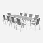 Ausziehbarer Tisch Gartengarnitur - Washington Taupe - Aluminiumtisch 200/300 cm, Milchglasplatte, ausziehbar 8 Sitze aus Textilene Photo4