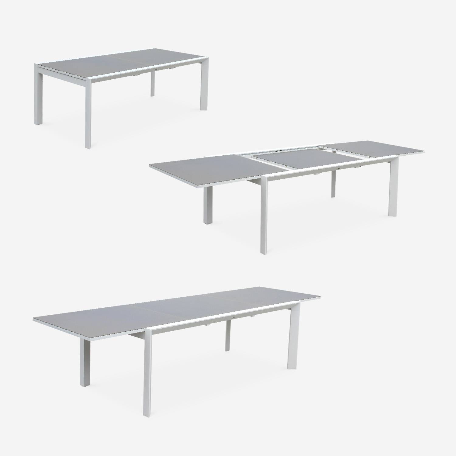 Ausziehbarer Tisch Gartengarnitur - Washington Taupe - Aluminiumtisch 200/300 cm, Milchglasplatte, ausziehbar 8 Sitze aus Textilene Photo5