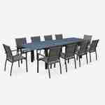 Ausziehbarer Tisch Gartengarnitur - Philadelphie Anthrazit - Aluminiumtisch 200/300 cm, Glasplatte, Verlängerung, 8 Sitze aus Textilene Photo4