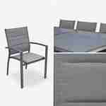 Philadelphie set, 1 tafel met een verlengstuk en 8 stoelen van aluminium en textileen Photo6