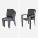 Ensemble Chicago, 1 table extensible, 2 fauteuils, 6 chaises en aluminium et textilène Photo5
