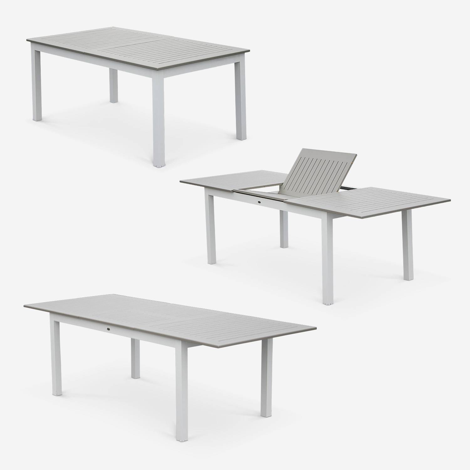 Gartengarnitur - Chicago Weiß/Taupe - Ausziehbarer Tisch175/245 cm mit Verlängerung und 8 Sitzen aus Textilene Photo4