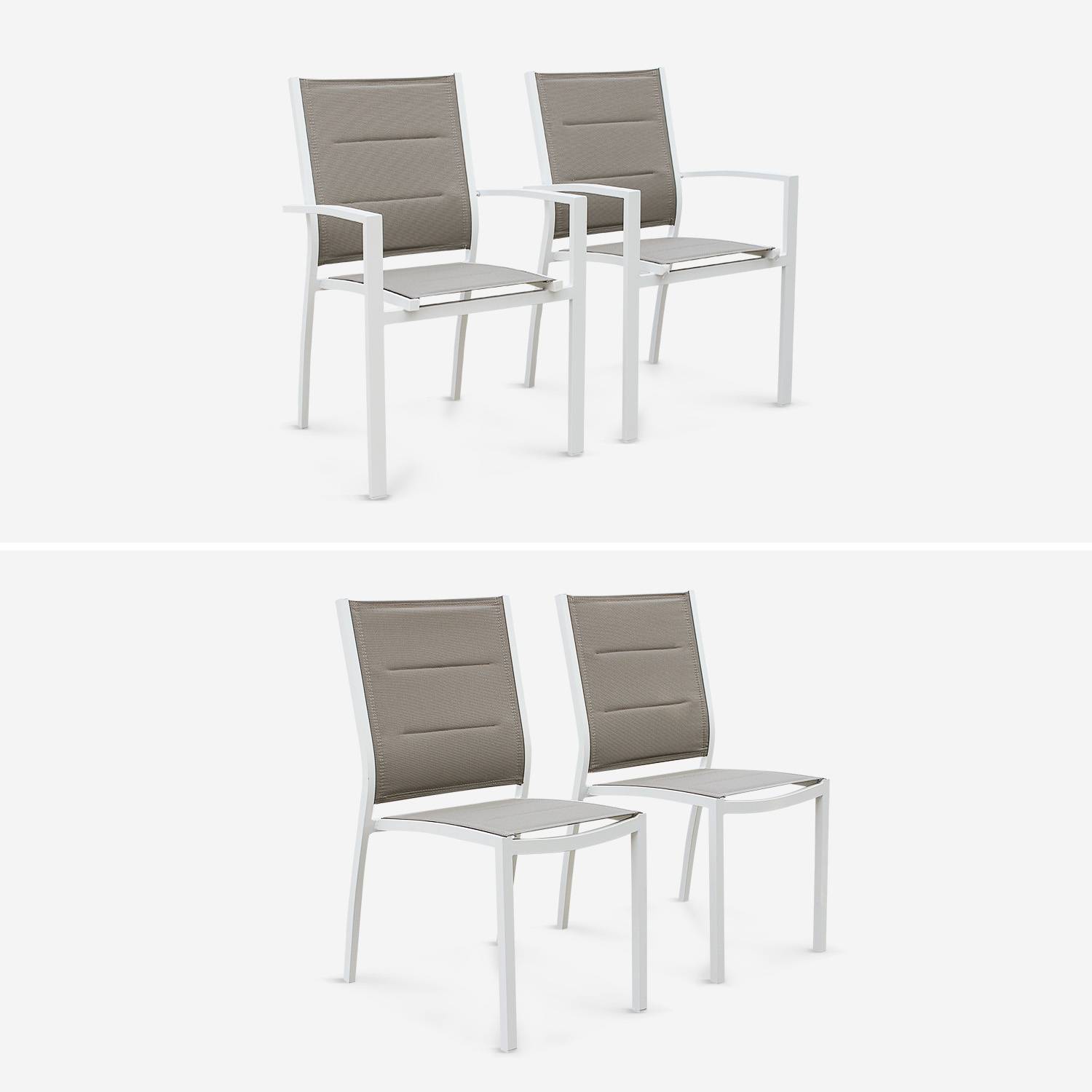 Gartengarnitur - Chicago Weiß/Taupe - Ausziehbarer Tisch175/245 cm mit Verlängerung und 8 Sitzen aus Textilene Photo5