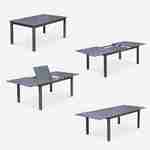 Salon de jardin table extensible - Chicago Anthracite/Gris taupe - Table en aluminium 175/245cm avec rallonge et 8 assises en textilène Photo6