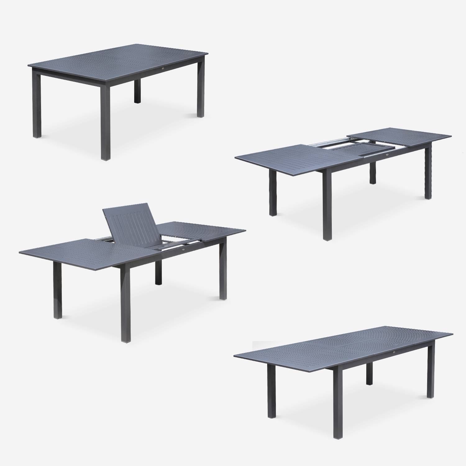 Salon de jardin table extensible - Chicago Anthracite/Gris taupe - Table en aluminium 175/245cm avec rallonge et 8 assises en textilène Photo6