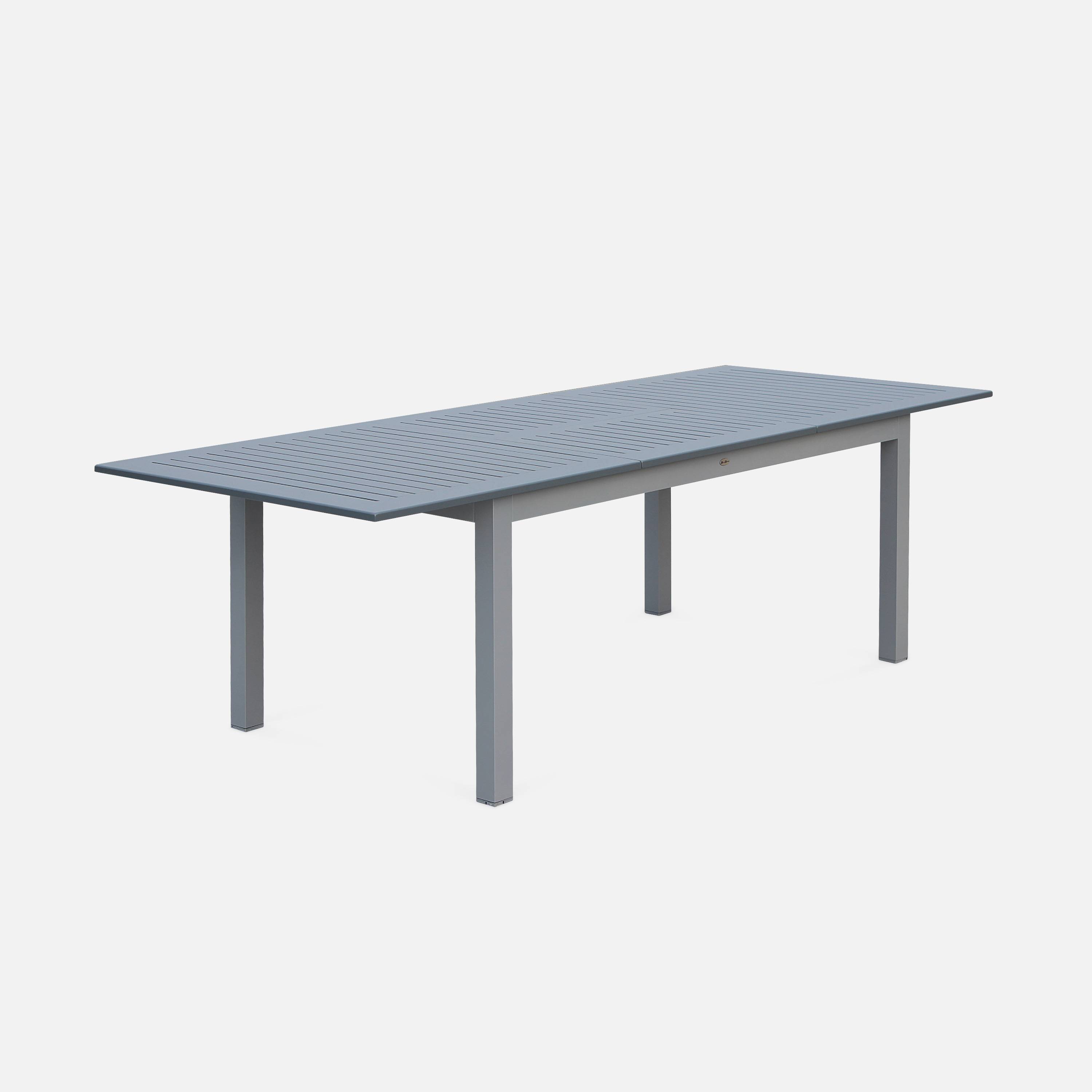 Table Chicago extensible à rallonge, en aluminium et textilène, 8 places  Photo1