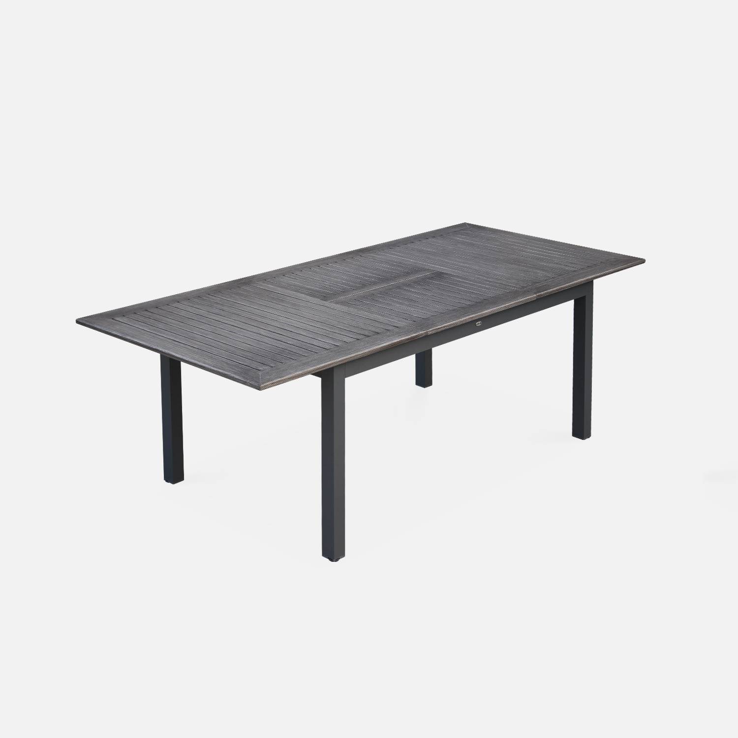 Uitschuifbare tafel - Chicago Grijs Hout Effect - Aluminium tafel 175/245cm met verlengstuk Photo1