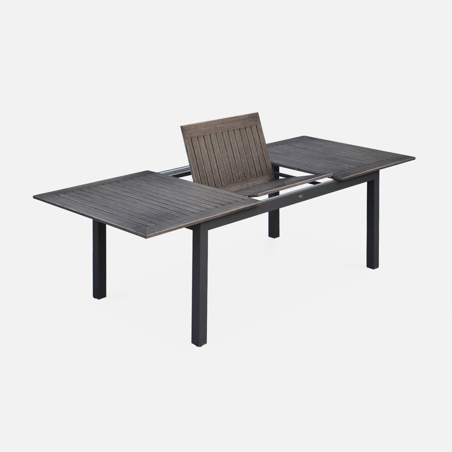 Table extensible - Chicago Effet bois gris - Table en aluminium 175/245cm avec rallonge  Photo2