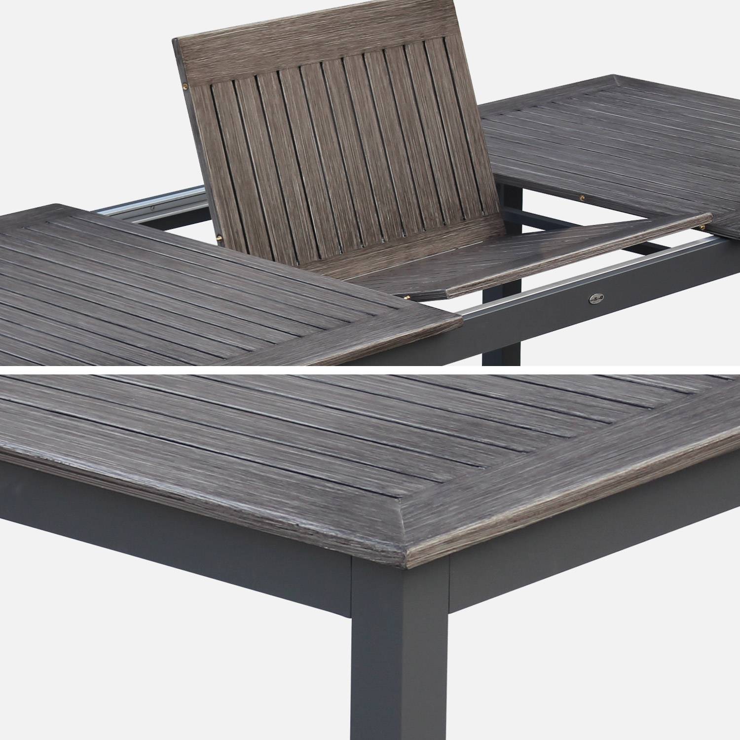 Ausziehbarer Tisch - Chicago Holzeffekt Grau - Aluminiumtisch 175/245cm mit Tischverlängerung Photo5