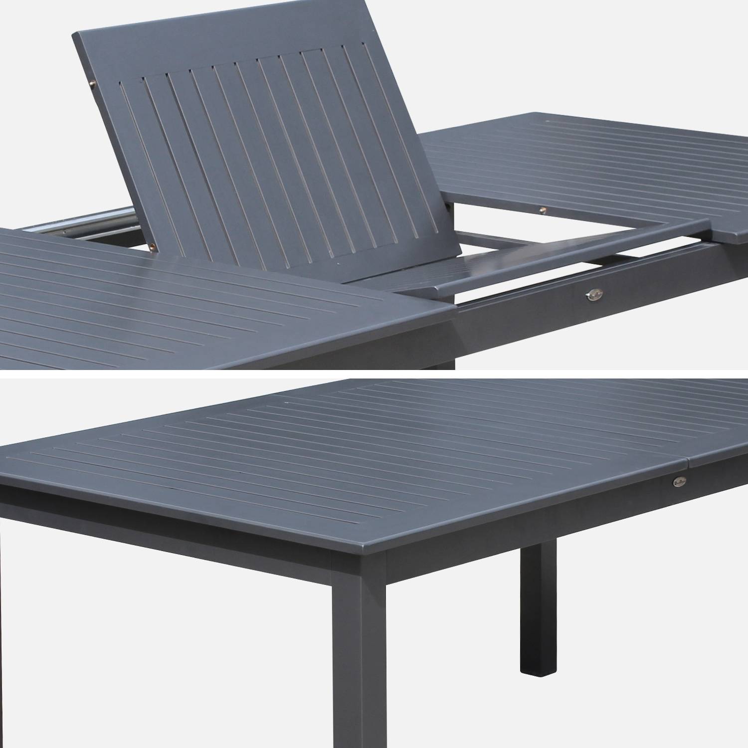 Uitschuifbare tafel - Chicago Donkergrijs- Aluminium tafel 175/245cm met verlengstuk Photo5