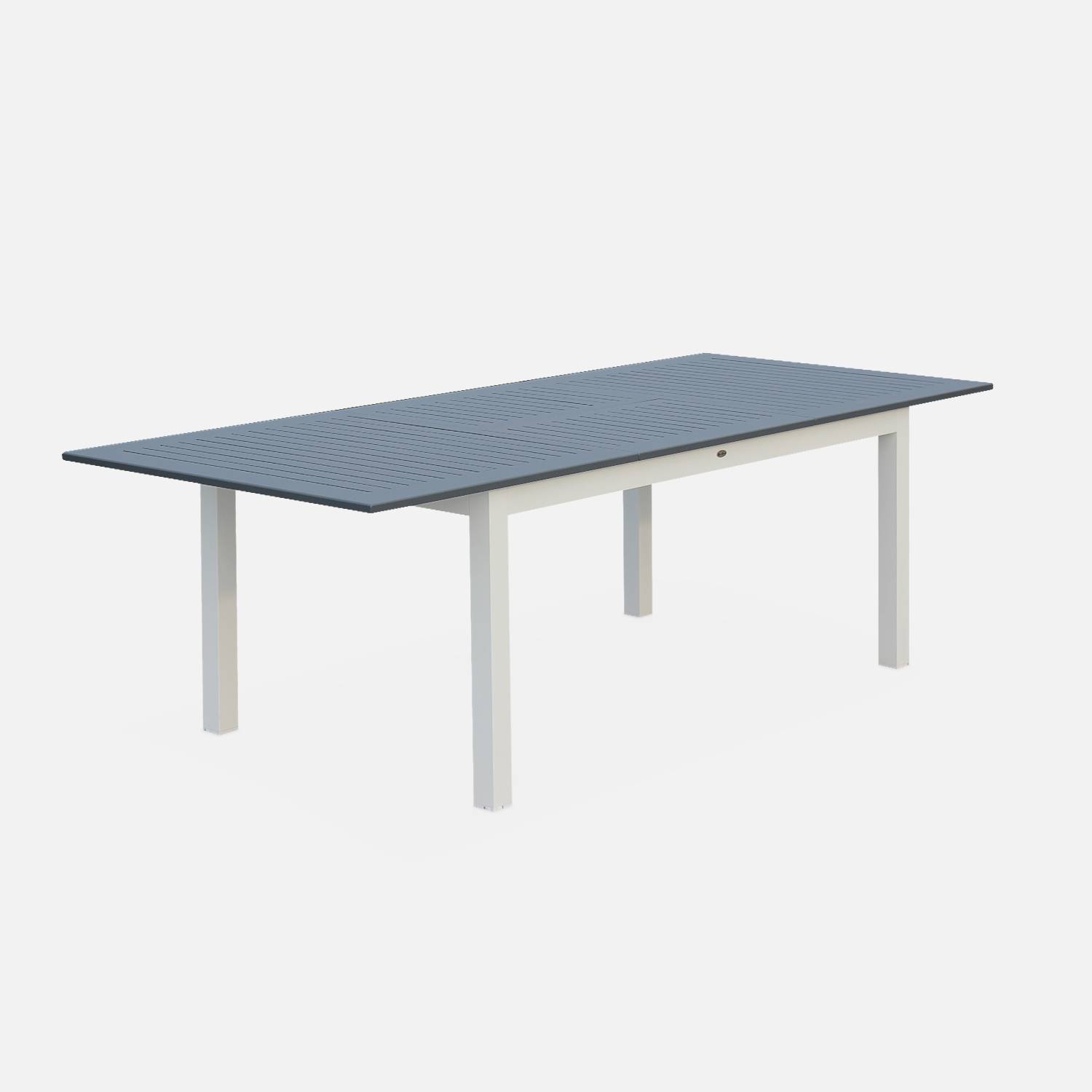Uitschuifbare tafel - Chicago lichtgrijs - Aluminium tafel 175/245cm met verlengstuk Photo1