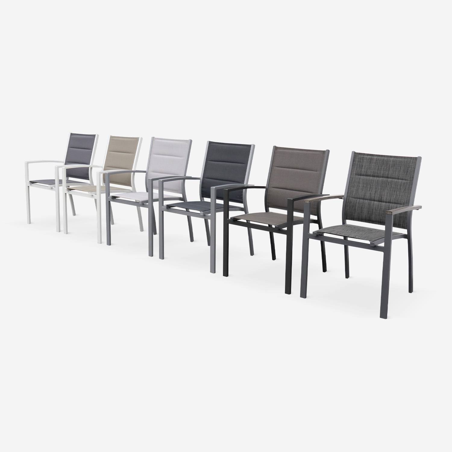 Lot de 2 fauteuils - Chicago / Odenton  - En aluminium gris et textilène gris foncé, empilables Photo4