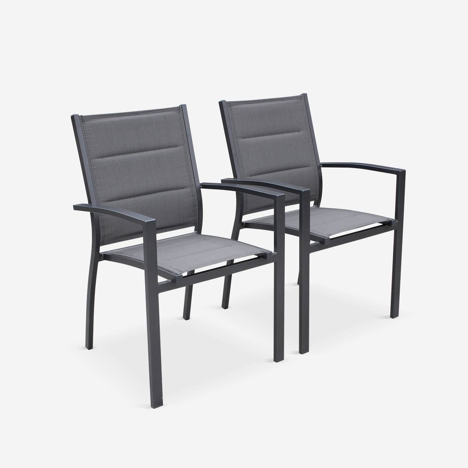 Conjunto de 2 cadeiras - Chicago / Odenton / Philadelphia Antracite - alumínio antracite e textileno cinzento escuro, empilháveis Photo1