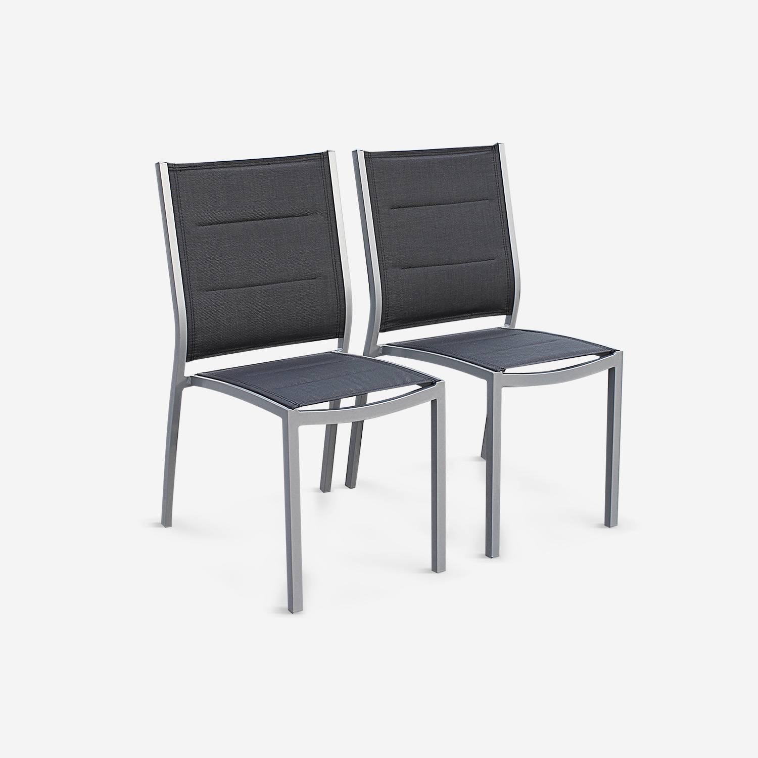 Lot de 2 chaises - Chicago / Odenton - Aluminium et textilène gris Photo1