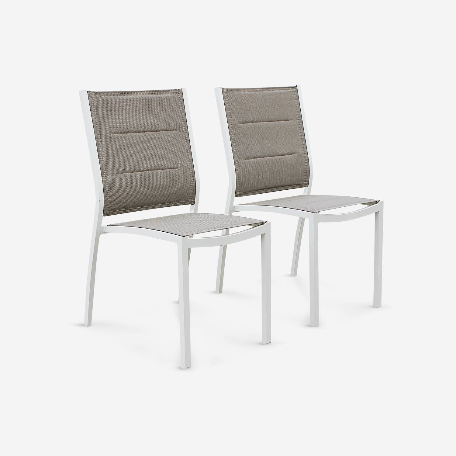 Coppia di sedie Chicago/Odenton in alluminio bianco e textilene colore marrone talpa Photo1