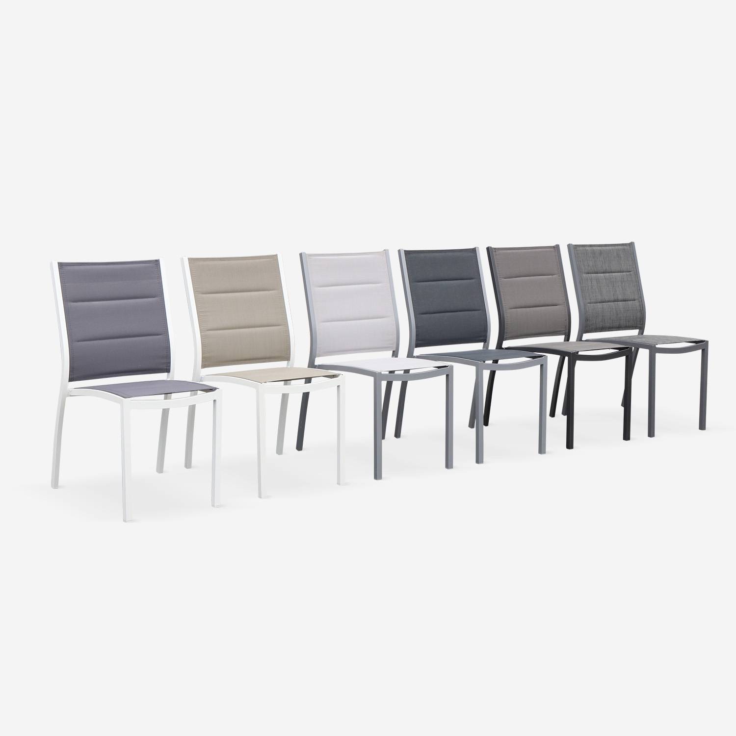 Lot de 2 chaises Chicago - Aluminium blanc et textilène taupe Photo4