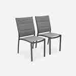 Set mit 2 Stühlen - Chicago / Odenton Anthrazit - Aus anthrazitfarbenem Aluminium und dunkelgrauem Textil, stapelbar Photo1