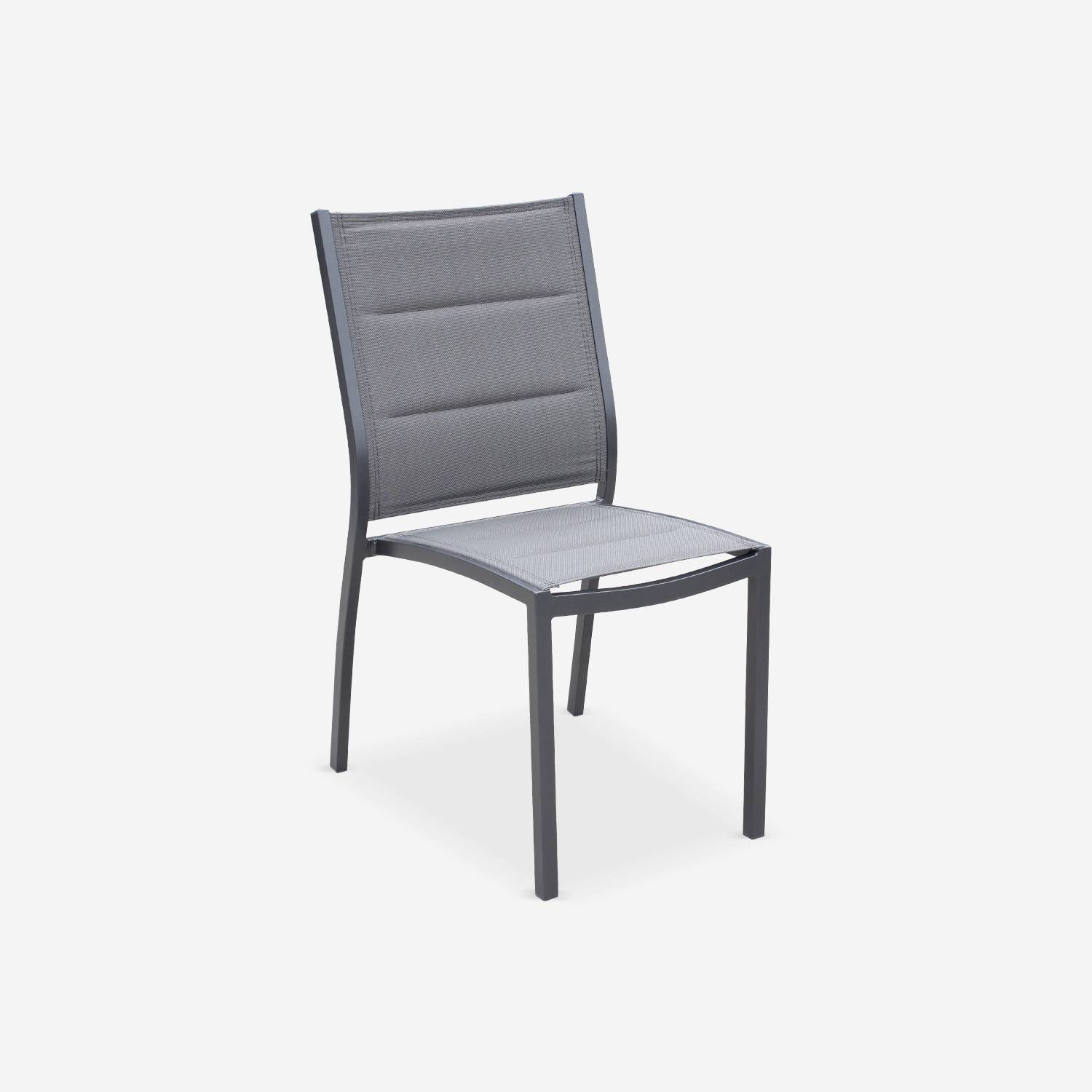 Lot de 2 chaises - Chicago / Odenton Anthracite - En aluminium anthracite et textilène gris taupe, empilables Photo2