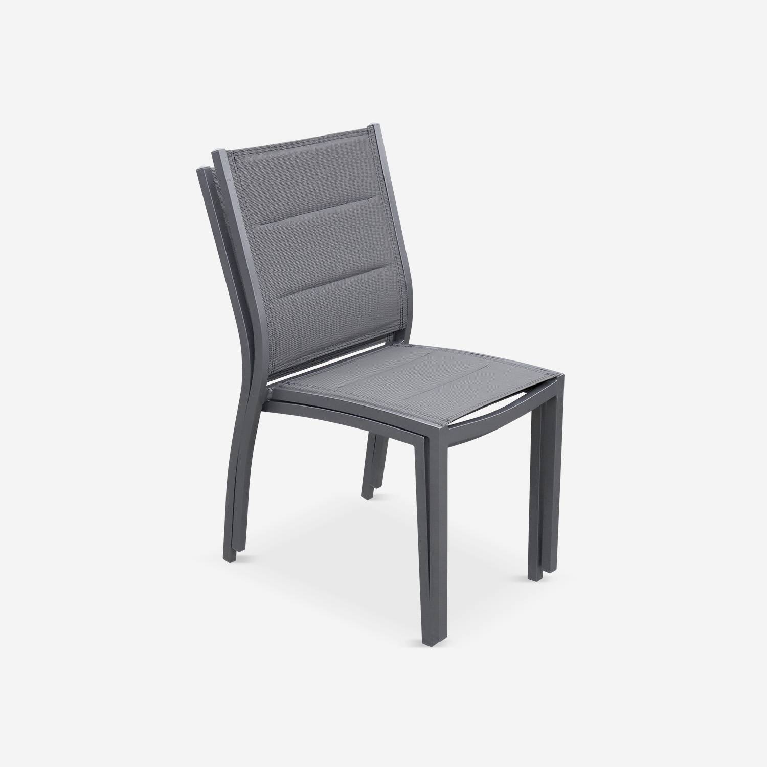 Lot de 2 chaises - Chicago / Odenton Anthracite - En aluminium anthracite et textilène gris taupe, empilables Photo3