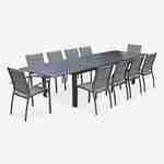 Salon de jardin table extensible - Odenton Anthracite - Grande table en aluminium 235/335cm avec rallonge et 10 assises en textilène Photo6