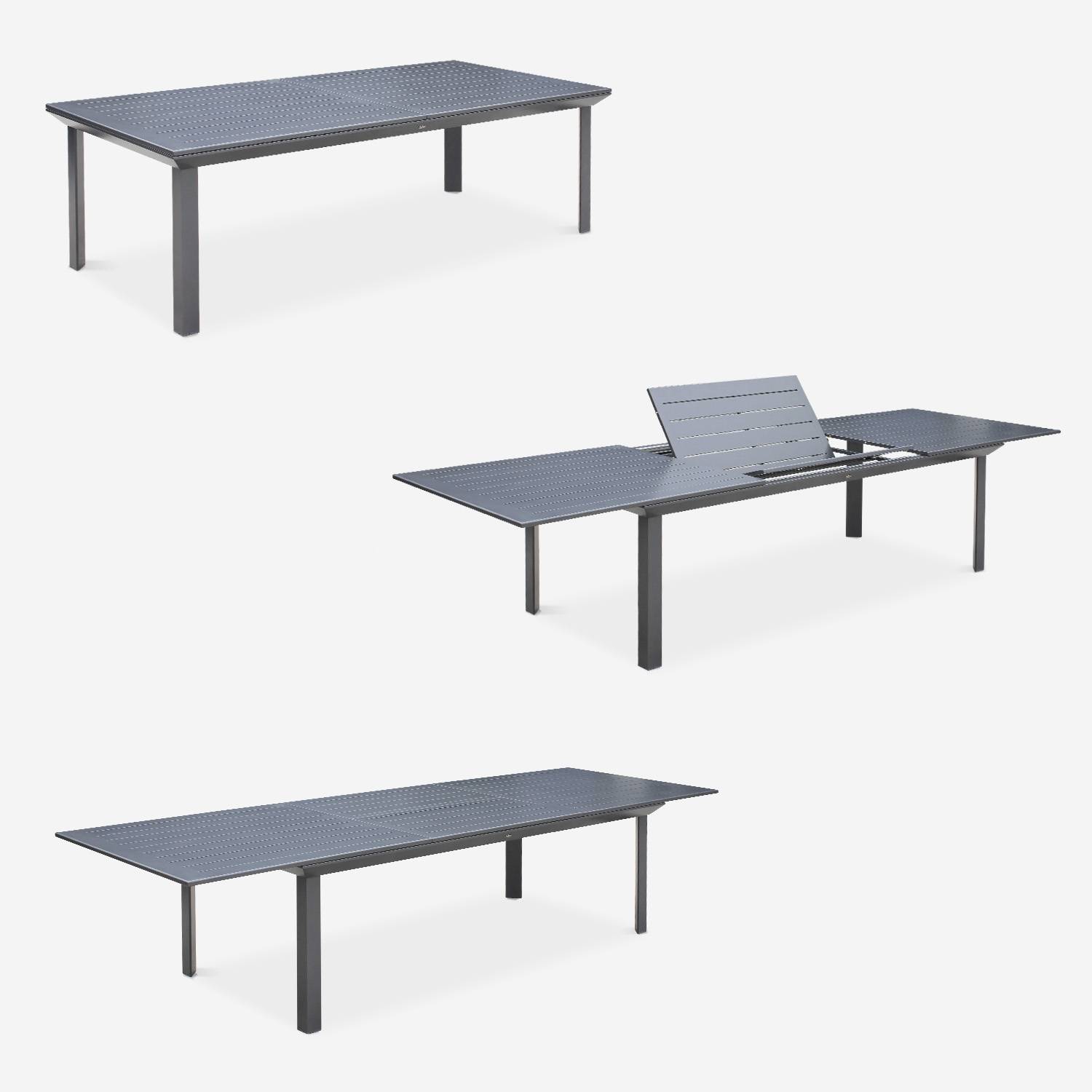 Ausziehbarer Tisch Gartengarnitur - Odenton Anthrazit - Aluminiumtisch 235/335 cm mit Verlängerung und 10 Sitzen aus Textilene Photo3