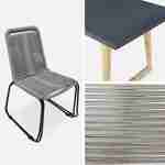 Table de jardin rectangulaire en fibre de ciment 160cm Borneo et chaises de jardin Brasilia en corde gris clair empilables Photo4