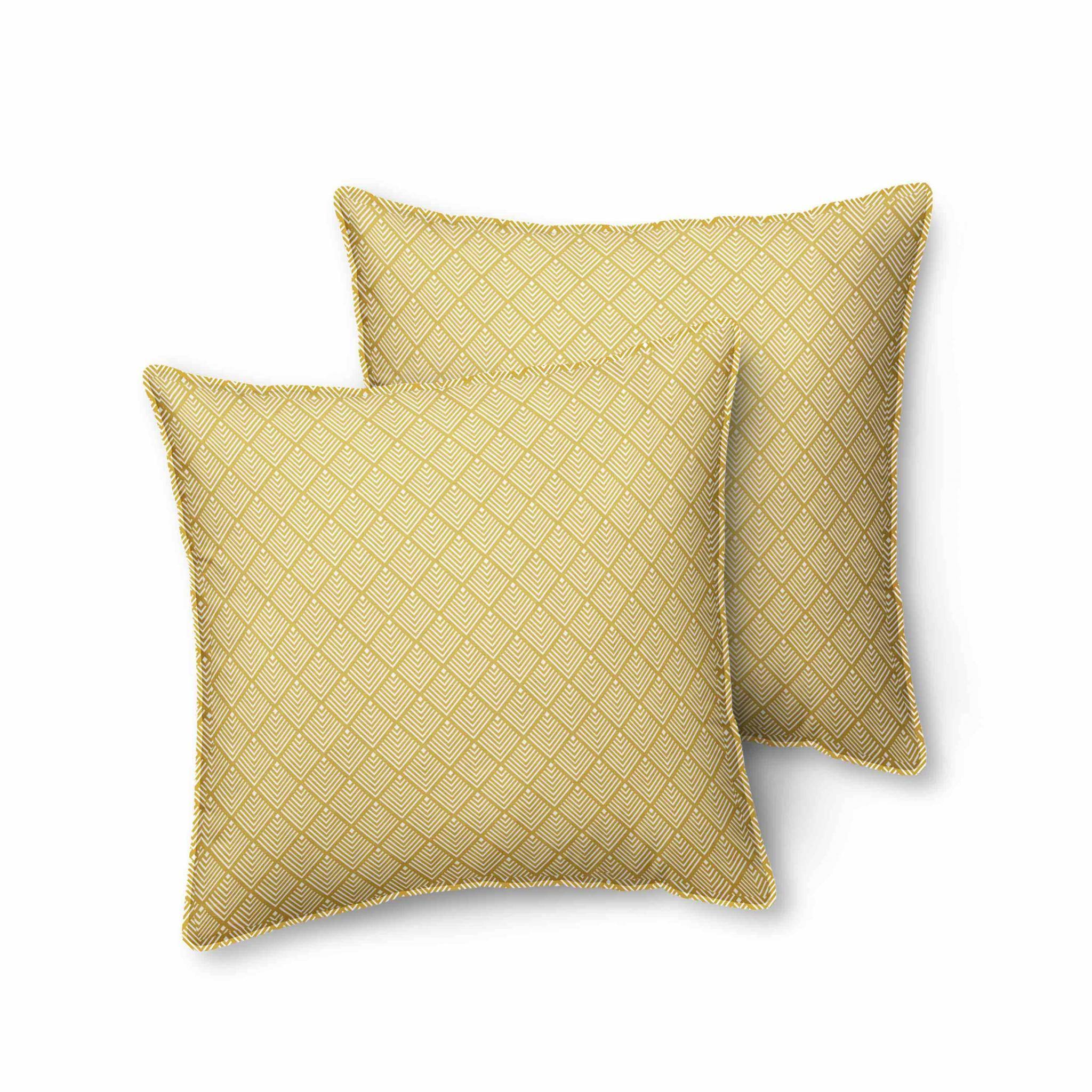2er Set Zierkissen - 38 x 38 cm - Gelb, quadratische, wendbare Zierkissen, Baumwolle, mit Rüschenverzierung Photo1