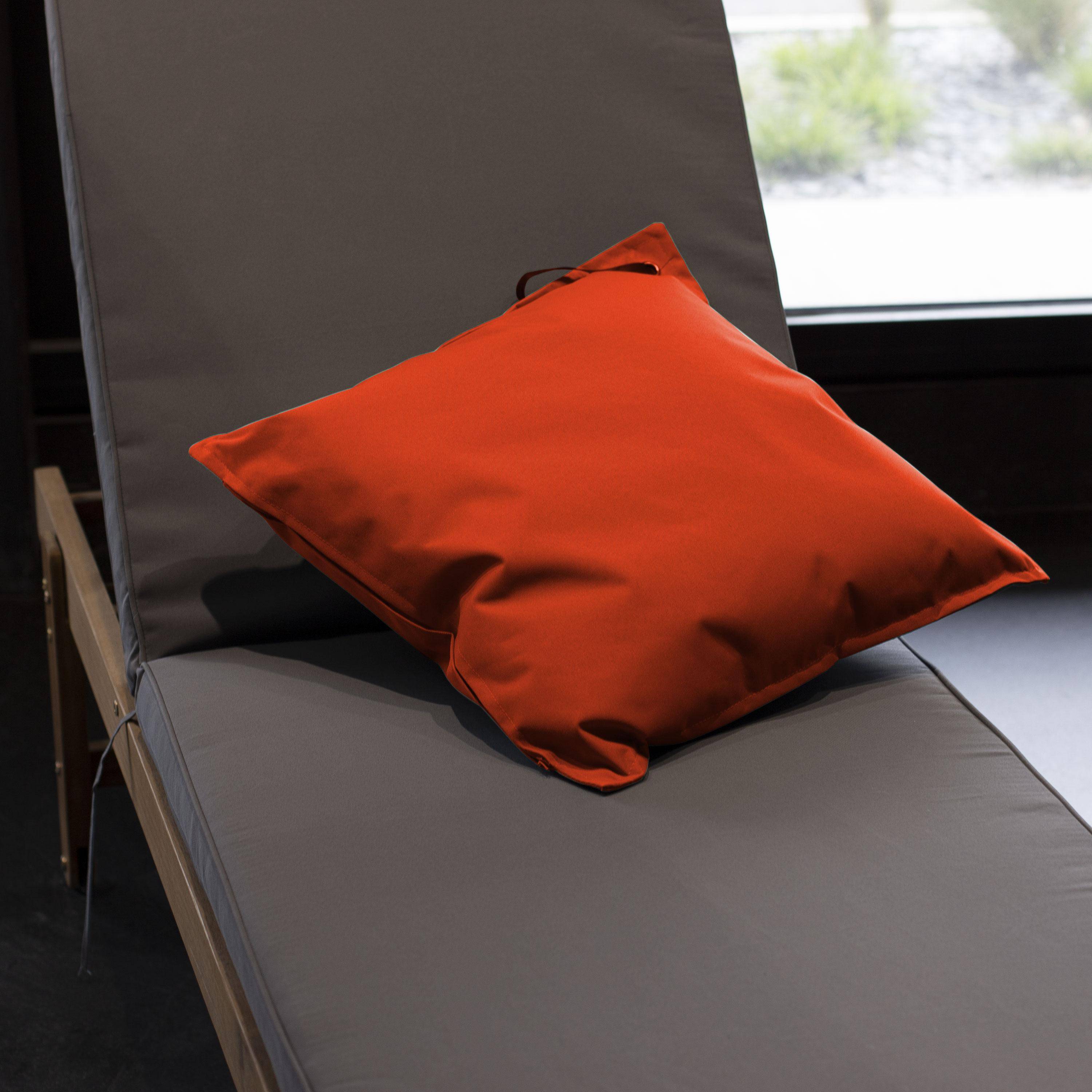 Lot de 2 coussins carrés - 50x50cm - Orange, coussins de décoration avec fixation à œillet et finition à volant Photo2
