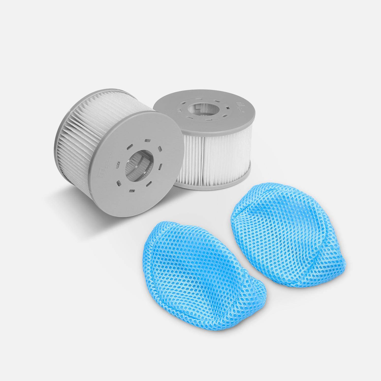 Juego de 2 filtros con redes para spas hinchables MSPA V2, Ø108cm - 2 cartuchos de filtro de recambio para spas hinchables MSPA + 2 redes de protección para spa 2020 Photo1