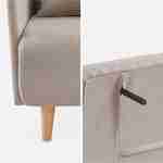 Sofá-cama de tela - Panam - escandinavo de 2 plazas, patas de madera clara, beige, asiento corrido, respaldo reclinable Photo9