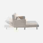 Sofá-cama de tela - Panam - escandinavo de 2 plazas, patas de madera clara, beige, asiento corrido, respaldo reclinable Photo5