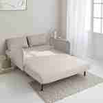 Sofá-cama de tela - Panam - escandinavo de 2 plazas, patas de madera clara, beige, asiento corrido, respaldo reclinable Photo2