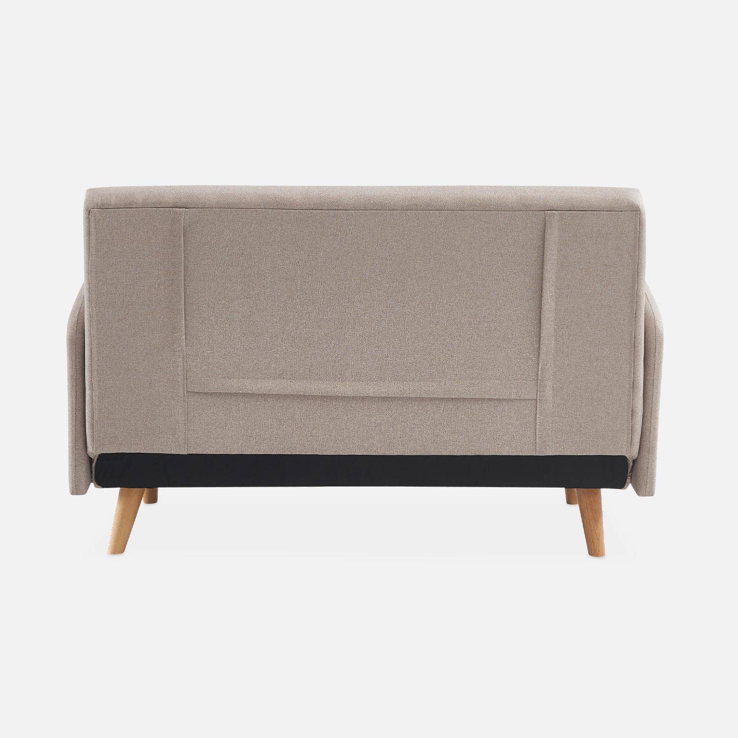 Sofá-cama de tela - Panam - escandinavo de 2 plazas, patas de madera clara, beige, asiento corrido, respaldo reclinable Photo8