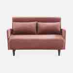 Sofá cama de terciopelo - Panam - escandinavo de 2 plazas, patas de madera oscura, rosa, asiento de banco, respaldo reclinable Photo4