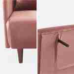 Sofá cama de terciopelo - Panam - escandinavo de 2 plazas, patas de madera oscura, rosa, asiento de banco, respaldo reclinable Photo9