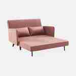 Sofá cama de terciopelo - Panam - escandinavo de 2 plazas, patas de madera oscura, rosa, asiento de banco, respaldo reclinable Photo10