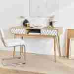Console décor bois & blanc - Mika - 2 tiroirs, 1 casier de rangement, pieds scandinaves, L 120 x l 48 x H 75cm  Photo4