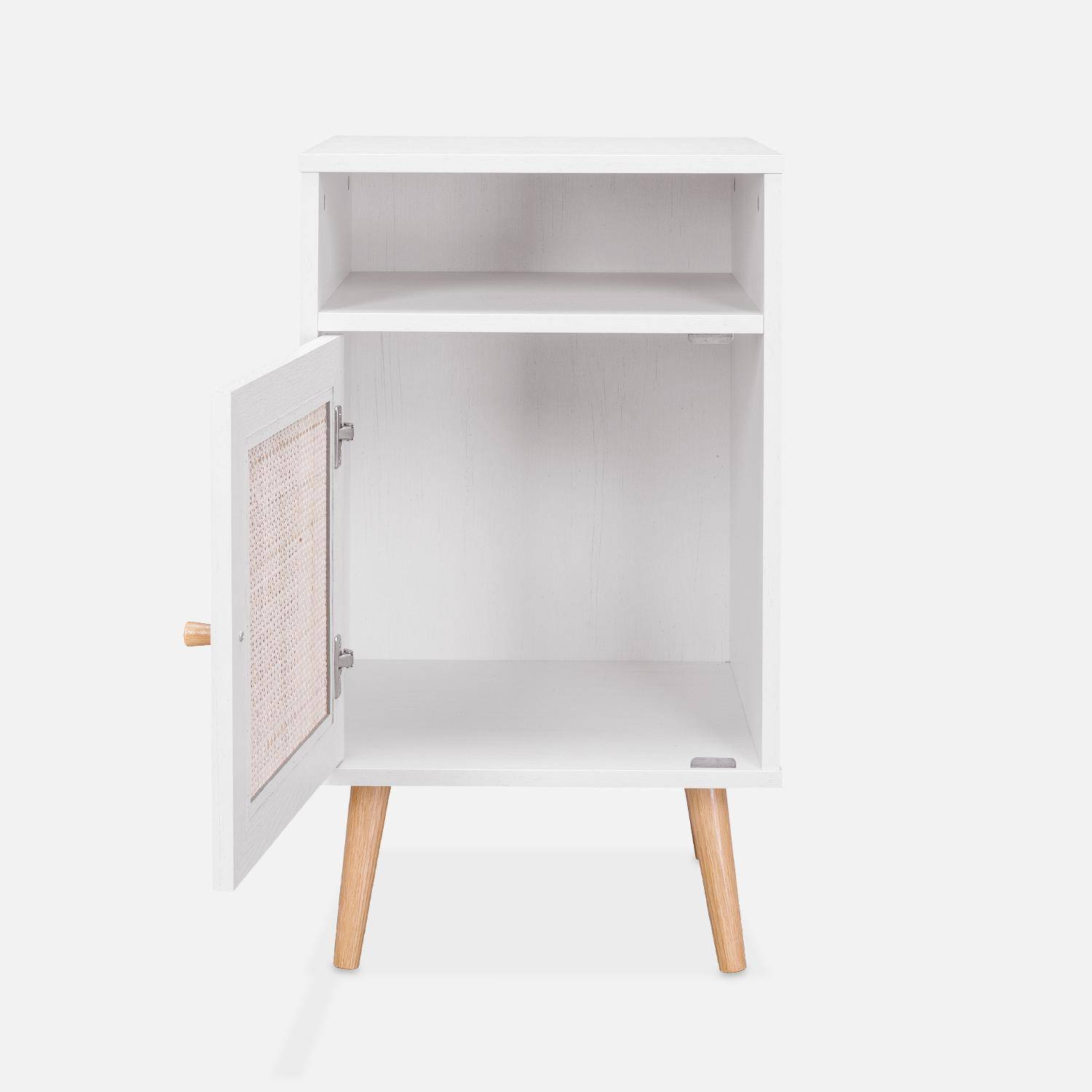 Mesa de cabeceira em cana - Bohème - 40x39x65,8cm, branco - 2 níveis - 1 porta - 1 espaço de arrumação - pernas escandinavas Photo4