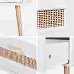 Table basse en cannage 110x59x39cm - Bohème - Blanc, 1 tiroir, 1 espace de rangement, pieds scandinaves Photo7
