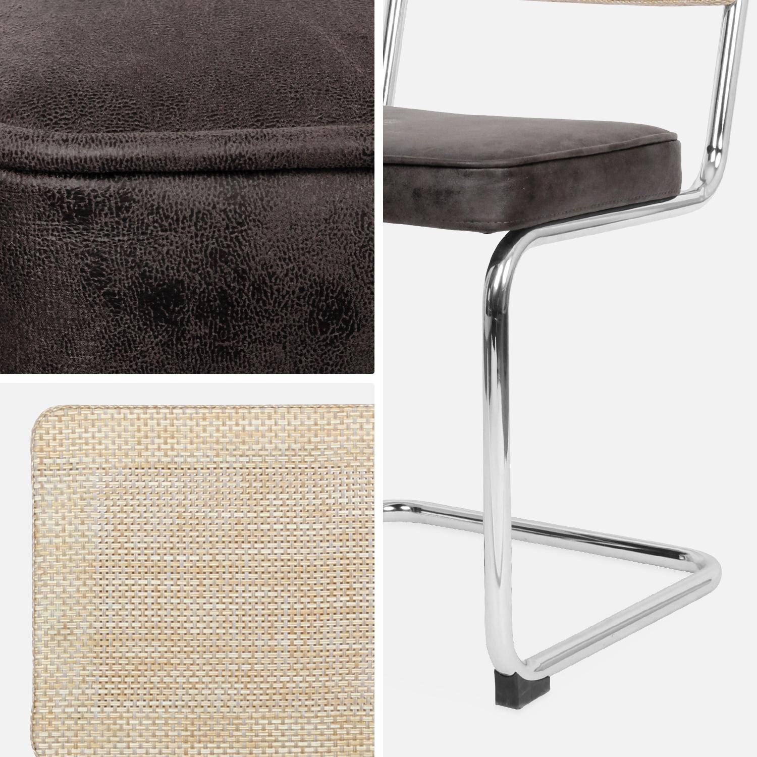 2 chaises cantilever - Maja - tissu noir et résine effet rotin, 46 x 54,5 x 84,5cm   Photo8